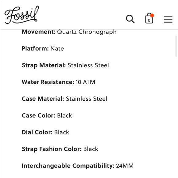 Fossil Men’s Watch - Nate Chronograph Black Stainless Steel Watch - Picture 3 of 13